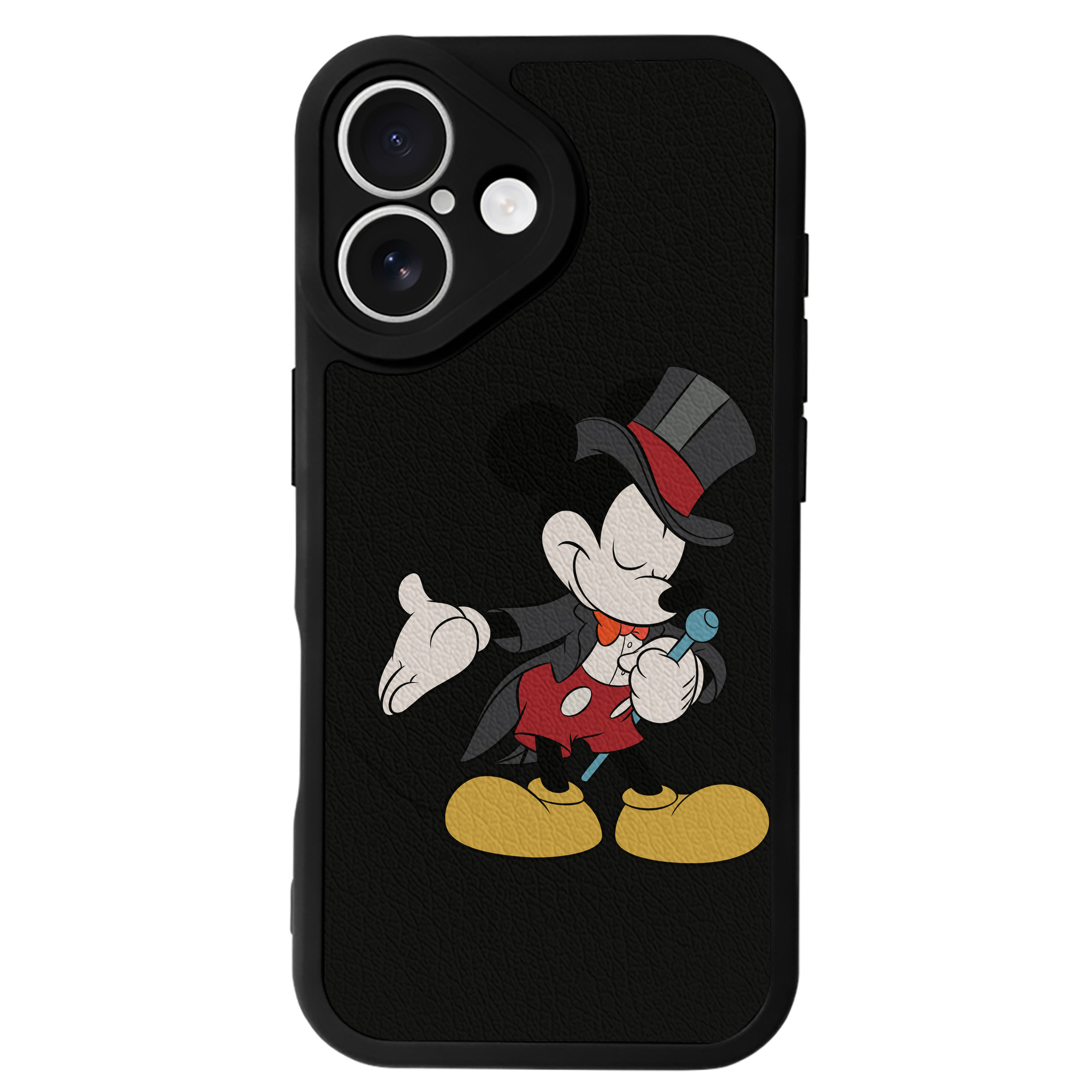 （画像用） ミッキーマウス Mickey Mouse 【iPhone 16シリーズ対応】シリコンスマホケース（レザー調） 材質：シリコン
